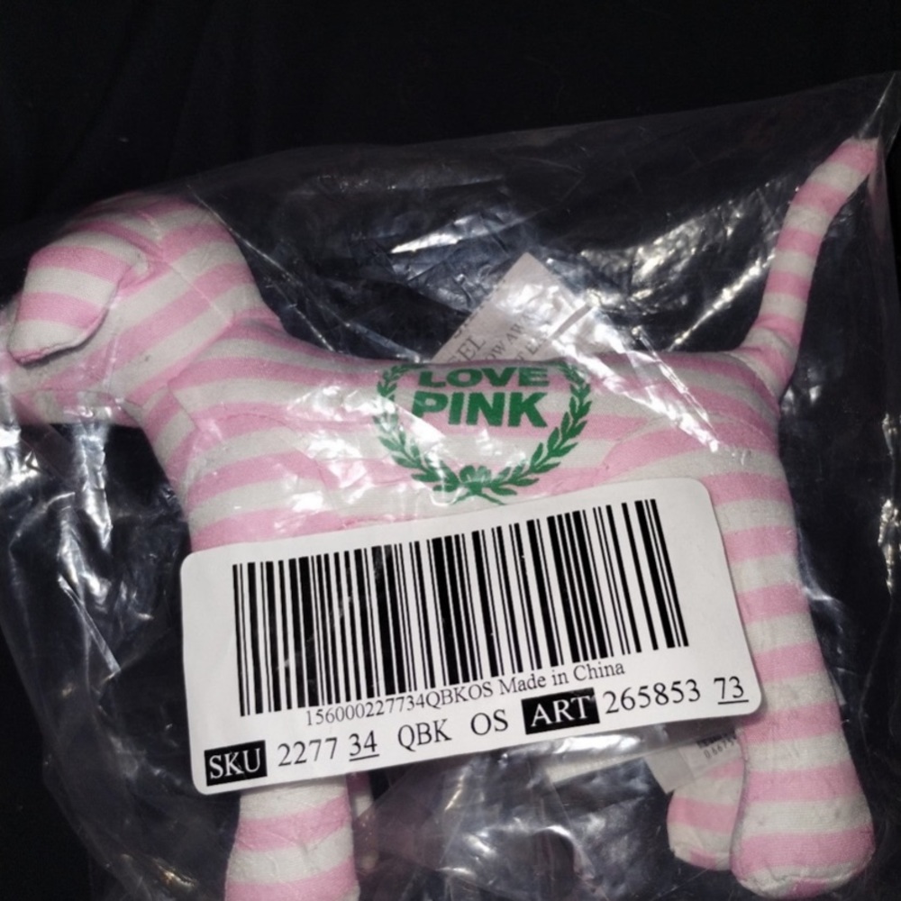 LOVE PINK striped plush dog Victorias Secret New package